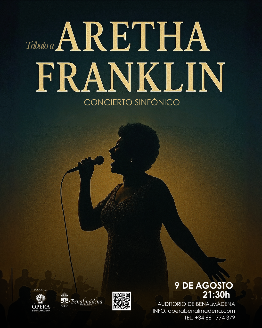 Cartel de Aretha Franklin Sinfónico en Ópera Benalmádena