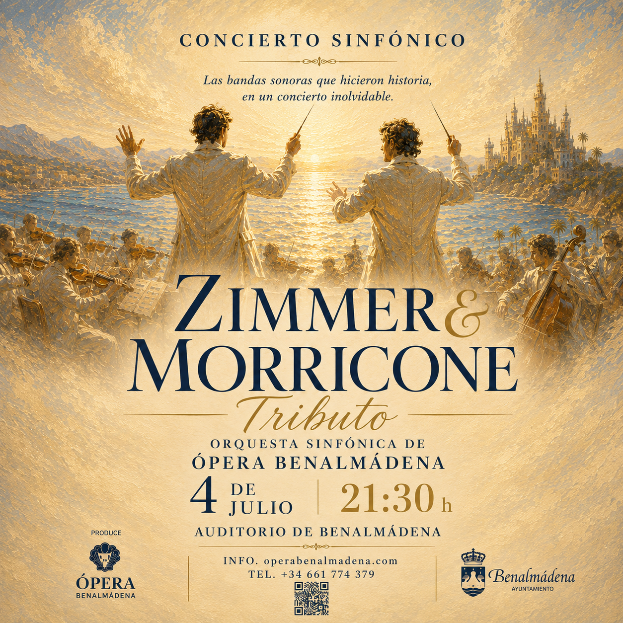 Cartel del concierto Hans Zimmer y Ennio Morricone en Ópera Benalmádena
